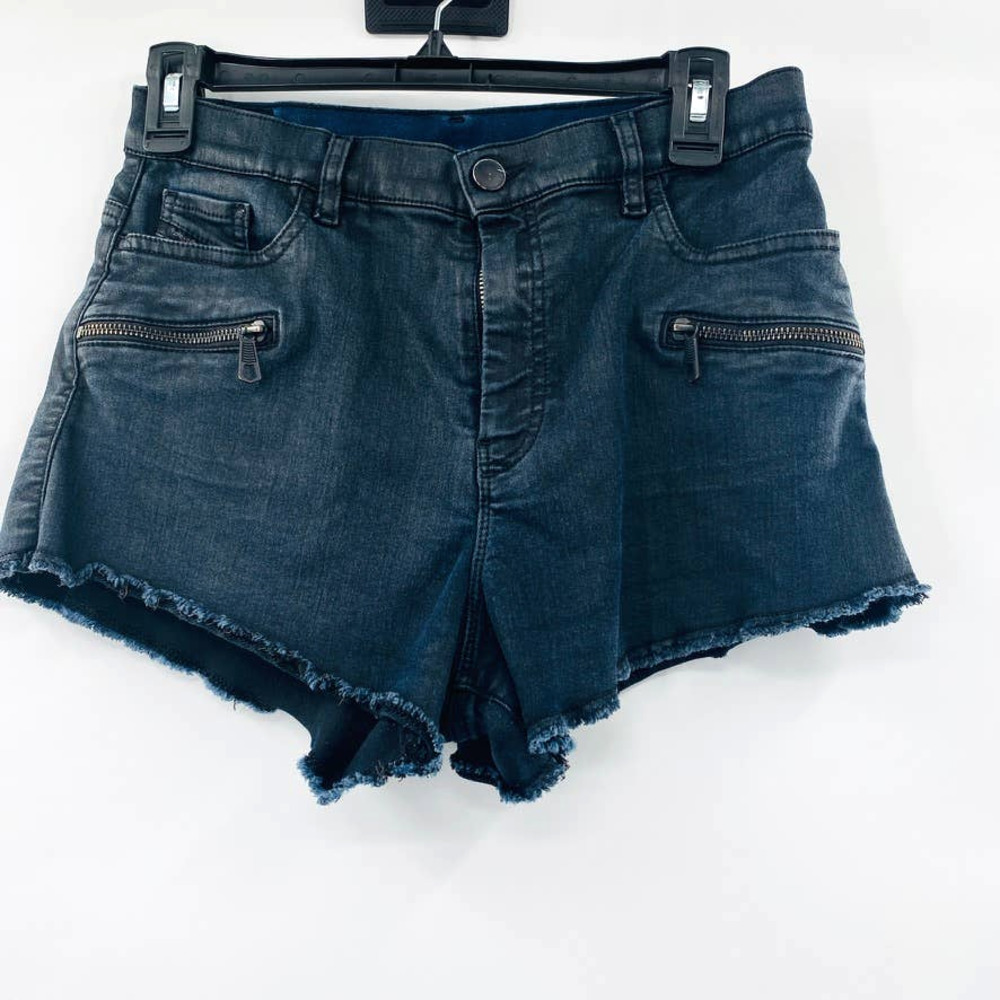 Diesel Black Denim Coated Cut Off Shorts High Rise Daisy Dukes Zipper Pockets 28